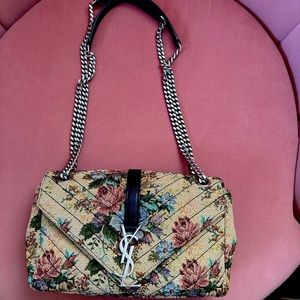YSL Saint Laurent Monogrammed Chain Strap Floral